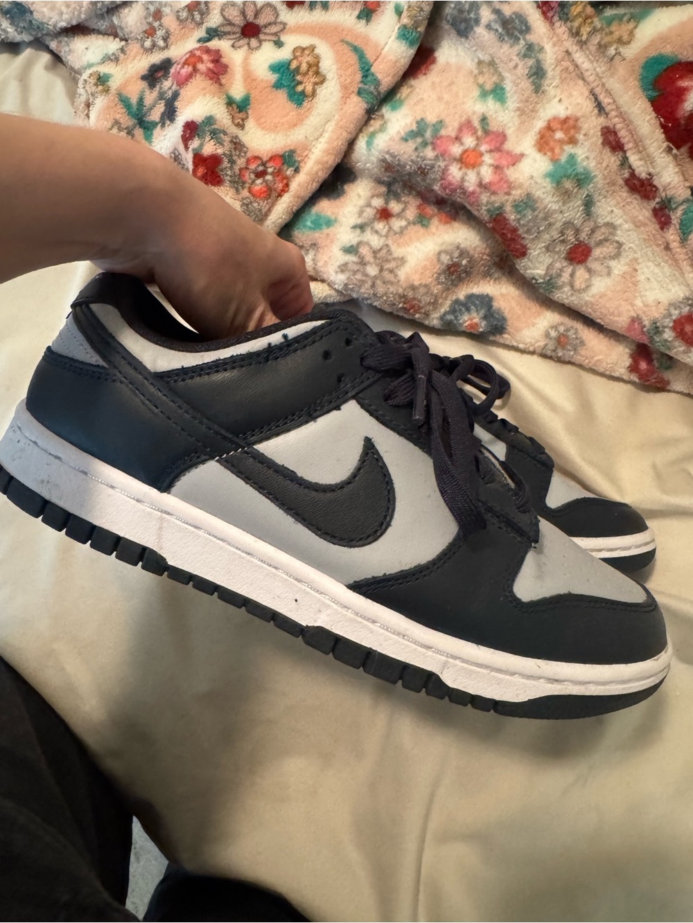 Nike Dunk Low Style Navy Blue and Light Blue/Gray Sneakers